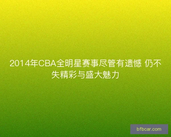 2014年CBA全明星赛事尽管有遗憾 仍不失精彩与盛大魅力