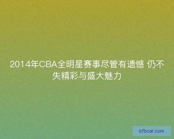 2014年CBA全明星赛事尽管有遗憾 仍不失精彩与盛大魅力