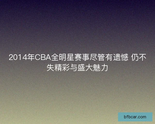 2014年CBA全明星赛事尽管有遗憾 仍不失精彩与盛大魅力