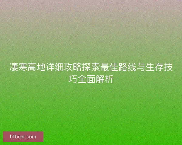 凄寒高地详细攻略探索最佳路线与生存技巧全面解析